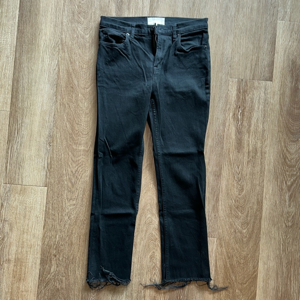 Black high waist straight leg cropped jeans